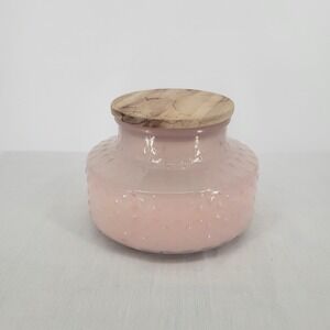 East West‎ Pink Hobnail Glass Scented Candle with Wood Lid 14.1 oz Small Batch